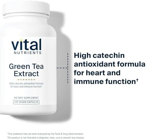 Vital Nutrients Green Tea Extract 550mg - Potent Antioxidant for Heart & Immune Health* - Polyphenols Supplement with EGCG - Gluten, Dairy