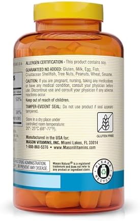 MASON NATURAL Calcium 500 mg (Oyster Shell) with Vitamin D3 to Support Normal Bone and Muscle Function, 250 Tablets