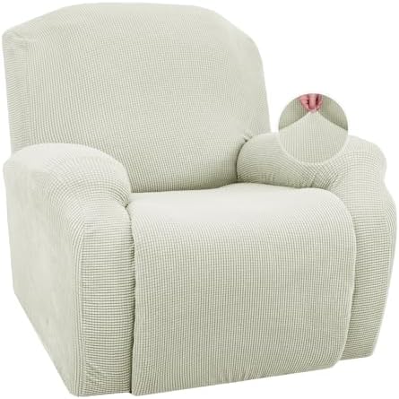 JIVINER Super Stretch Recliner Chair Covers 4 Pieces Sofa Slipcover for Reclining Chair Spandex Soft Recliner Slipcover with Pockets Recliner