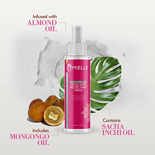 Mielle Organics Mongongo Oil Thermal & Heat Protectant Spray, Protects Hair from Heat Damage, Intense Heat Defense, Curl Pattern Protection