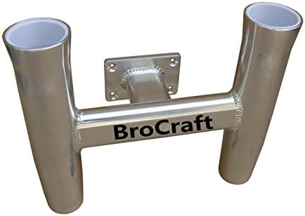 Brocraft Aluminum 2 Rod Holder/Transom Mounted/Wall Mount Rod Holder -90 Degree