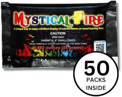 Mystical Fire Color Changing Packets – Colorful Fire Changer Packets 25pk | 25-pack color changing fire packets creates colorful flames in fire pits and camp fire. Easy to use, long-lasting effect