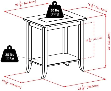 Winsome Genoa 25.04 x 23.94 x 16.3-Inch Composite Wood End Table with Glass Top, Dark Brown (92419) | Bedside Nightstand for Bedroom