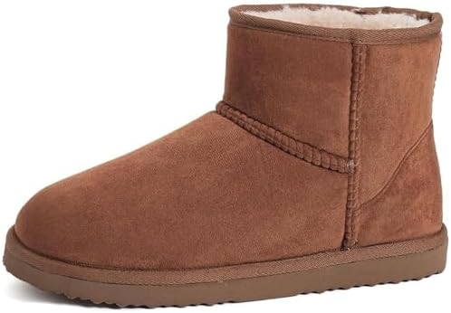 Zizor Women's Cozy Short Bootie Slippers, Winter Warm Hard Bottom House Shoes with Fuzzy Lining