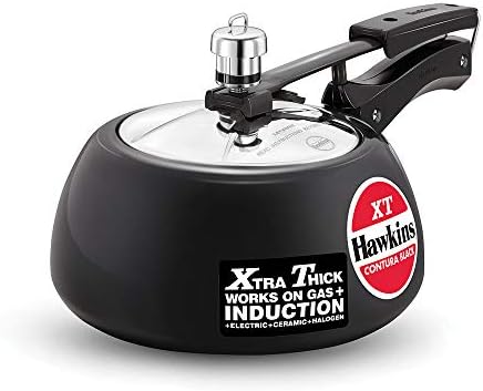Hawkins Contura Black XT Pressure Cooker, Hard Anodised Inner Lid Cooker, Small Induction Cooker, Handi Cooker, Black CXT20 2 Litre