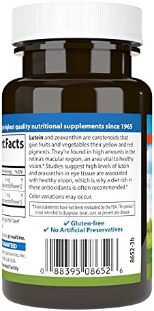 Carlson Lutein, 6 mg, + Zeaxanthin, Made with Lutemax 2020, 60 Softgels | Healthy Vision; Eye Function