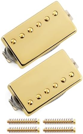 FLEOR Alnico5 Guitar Humbucker Pickup Set Chrome Bridge & Neck Pickups Compatible with LP style Guitar Part