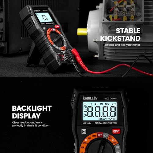 KAIWEETS Digital Multimeter with Case, DC AC Voltmeter, Ohm Volt Amp Test Meter and Continuity Test Diode Voltage Tester for Household Outlet