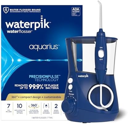 Waterpik Aquarius Countertop Water Flosser with 10 Settings, 7 Tips, White | For Daily Home Gum Health, Dental Braces, Implants, Teeth Cleaning, Multiple Users, ADA Accepted WP-660 Packaging May Vary