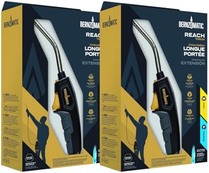 Bernzomatic BZ8250HT Reach Hose Torch, Trigger-Start Hose Torch with Included Holster For Fuel Canister, Red (8250 Reach Torch)