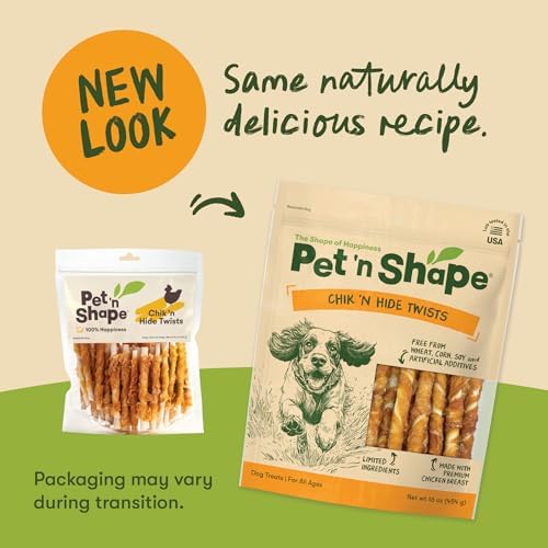 Pet 'n Shape Chik 'n Hide Twists – Chicken Wrapped Rawhide Natural Dog Treats, Small, 16 oz