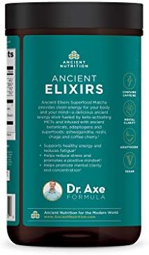 Matcha Green Tea Powder with Ashwagandha by Ancient Nutrition, Ancient Elixirs Superfood Matcha Energy Powder, with MCTs