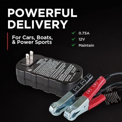Schumacher Electric SC1278 Automatic Car Battery Maintainer - 12V Battery Charger for Power Sport, Car and Boat Batteries - 0.75 Amp for Standard