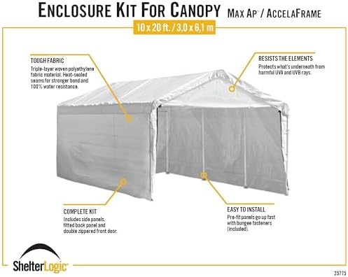 ShelterLogic MaxAP Canopy Enclosure Kit, 10 x 20 ft. (Frame and Canopy Sold Separately)