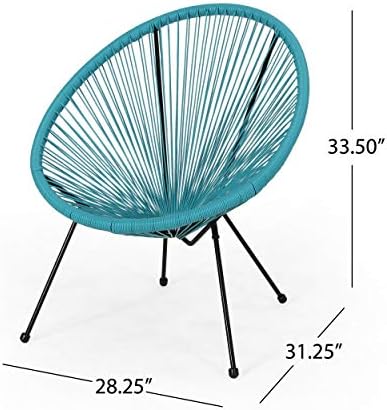 GDFStudio Noble House Anson Outdoor Hammock Weave Chair in Teal and Black (Set of 2)