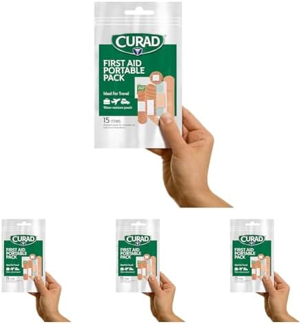 CURAD First Aid Portable Pack |15 - Count On-the-Go Essentials |12 Packs
