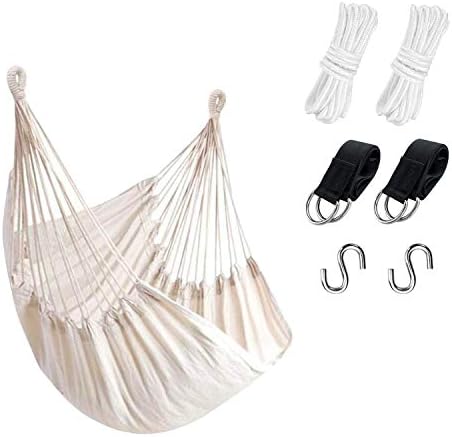 KPX Ourdoor Hanging Hammock Chair – Comfortable Tree Swing Chair Large Size 110X130cm（Without Pillows） - 330 Lbs Weight Capacity (Dark Gray)