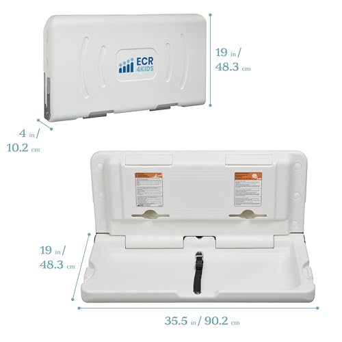 ECR4Kids Horizontal Wall-Mounted Baby Changing Station, Grey Speckled