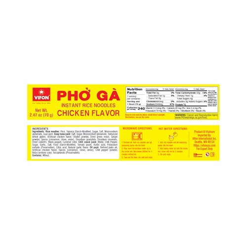 VIFON Pho Bo Vietnamese Beef Flavor Rice Noodle Bowl, 70g (Pack of 12) | Authentic Vietnamese Instant Pho | Halal Certified | Includes Seasoning & Oil Packets | Ready in 3 Minutes
