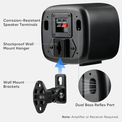 Saiyin Passive Bookshelf Speakers, Needs Amplifier or Receiver to Operate | for Home Theater Surround Sound System
