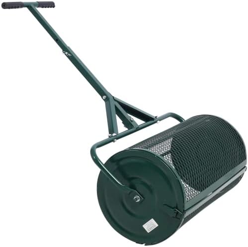 Peat Moss Spreader 24inch,Compost Spreader Metal Mesh,T Shaped Handle for Planting Seeding,Lawn and Garden Care Manure Spreaders Roller