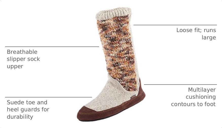 Acorn Slouch Boots Slippers for Women - Comfy, Memory Foam, Non-Slip, Durable, Mid-Calf House Slipper with Indoor/Outdoor Sole