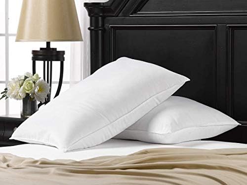Ella Jayne Home Standard Size Bed Pillows- 2 Pack White Hotel Pillows- Gel Fiber Filled FIRM Gel Pillows with Hypoallergenic Classic Cover- Best