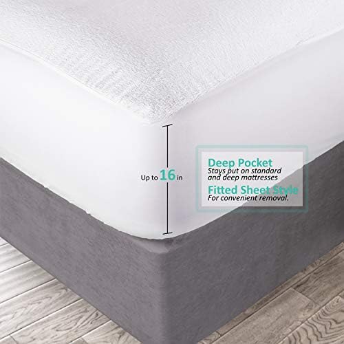 Nestl Premium Cotton Terry Mattress Protector – Soft and Waterproof Full 14 Inch Deep Pocket Mattress Protector – Breathable & Noiseless Cover