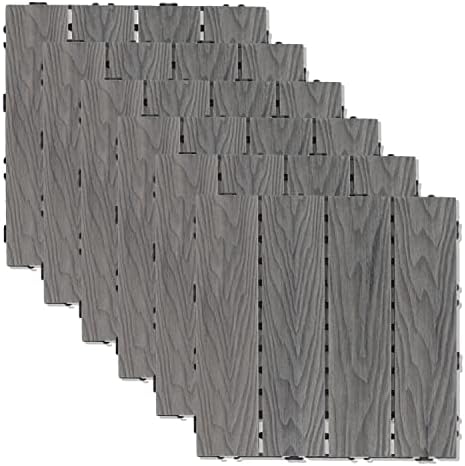 ECOOPTS 12"x12" Interlocking Deck Tiles Patio Floor Tiles Outdoor Flooring Wood Deck Tiles for Porch Balcony Backyard, 9 Slat x 15 Boxes, Brown
