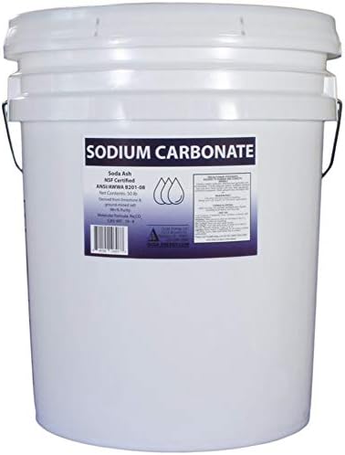 Duda Energy 50 lb Pail of Pure Sodium Carbonate Dense Soda Ash Na2CO3 pH Adjust Chemical Spa Pool Cleaning Dishwasher, White