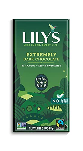 Extremely Dark chocolate Bar by Lily's | Stevia Sweetened, No Added Sugar, Low-Carb, Keto Friendly | 85% Cocoa | Fair Trade