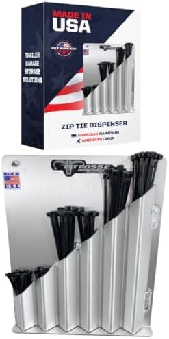 Pit Posse 544 Aluminum Zip Tie Cable Storage Holder Rack - Made in USA - Enclosed Race Trailer Shop Garage Fastener Storage Organizer Wall Mount