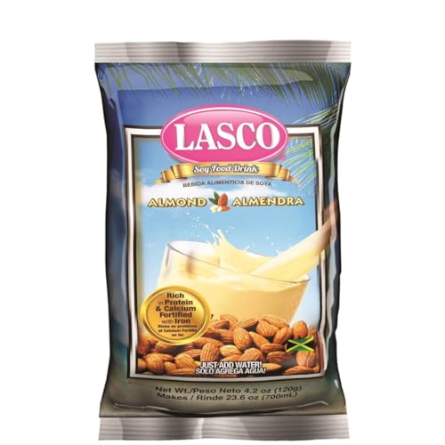 Lasco Soy Food Drink Almond, 4.2 oz (120 g) Single Sachet | Jamaican Almond-Flavored Soy Beverage Mix with Protein, Calcium & Iron