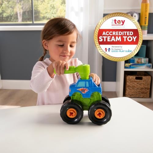 BUILD-A-BUDDY John Deere Tractor Toy and Toy Drill - Toddler STEM Take Apart Toys with 16 Individual Pieces and Kids Tools - Kids Building Toys Ages 3 Years and Up