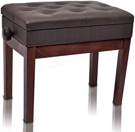 Griffin Adjustable Piano Bench (ErgonomicPRO-X Series) – Vintage Brown PU Leather, Keyboard Stool, Music Storage Seat for Home & Studio