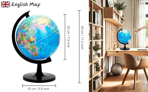 EXERZ 8" World Globe - Political Map Educational Earth Globe - English