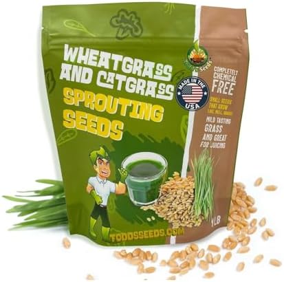 Todd's Seeds Hard Red Wheatgrass Seeds, 5 lb Bulk – Non-GMO | Hard Red Winter Wheat variety. Bulk 5 lb supply. High germination rate. Grow in soil or hydroponics. USA packed.