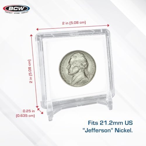 BCW 2x2 Coin Snap - 25 ct Penny Holder | Archival Safe Coin Protector | Crystal Clear Polystyrene Coin Display Case | Ideal for US Lincoln Penny | Coin Holders for Collectors