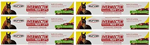 Durvet 6 Pack of Ivermectin Paste, 0.21 Ounces Each, Apple Flavored Horse Wormer
