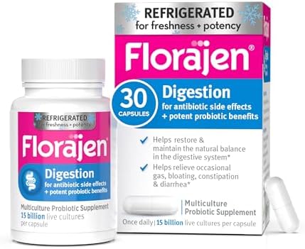 Florajen3 Digestion High Potency Refrigerated Probiotics | Restores Balance in Digestive System | for Antibiotic Side Effects | 60 Capsules