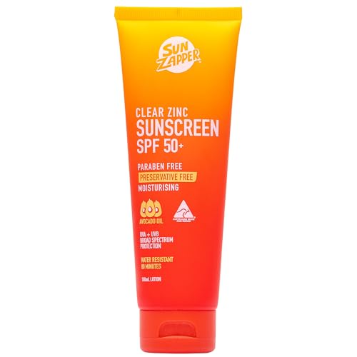Sun Zapper Clear Zinc Sunscreen SPF 50+ Travel Size – Zinc Oxide Sunscreen for Face and Body, Water Resistant Broad Spectrum Sunblock, No White Cast, Oxybenzone Free, 60mL (2 oz), Australian Made