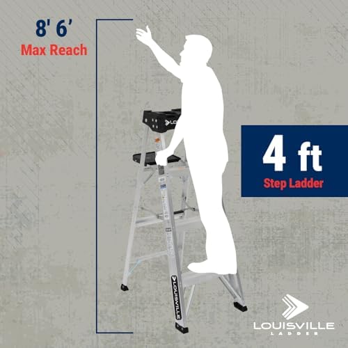 Louisville Ladder 2-Foot Aluminum Step Stool Industrial, 300-Pound Load Capacity, Type IA, AS3002