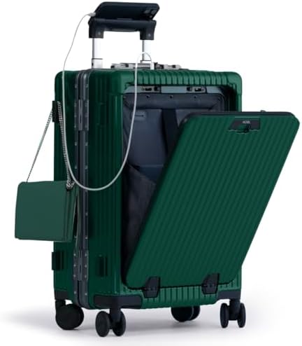 Nobl Travel Carry on Luggage, Zipperless Aluminum Frame, TSA Locks | PC Hard Shell Suitcase, Airline Approved, 360° Spinner Wheels, USB Charging Port, Cup & Phone Holder, 22.5x15x9.5, Ivory