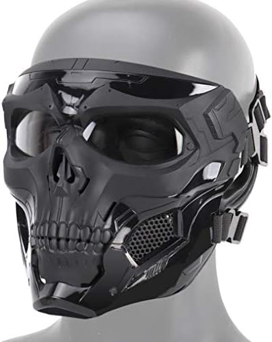 Tactical Mask Protective Full Face Clear Goggle Skull mask Dual Mode Wearing Design Adjustable Strap