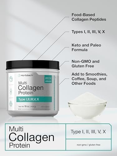 Horbäach Multi Collagen Protein Powder 16 oz | Type I, II, III, V, X