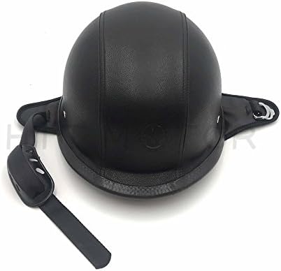 MT506-002-XL- DOT German Black Leather Motorcycle Half Face Helmet Biker Pilot Goggles XL