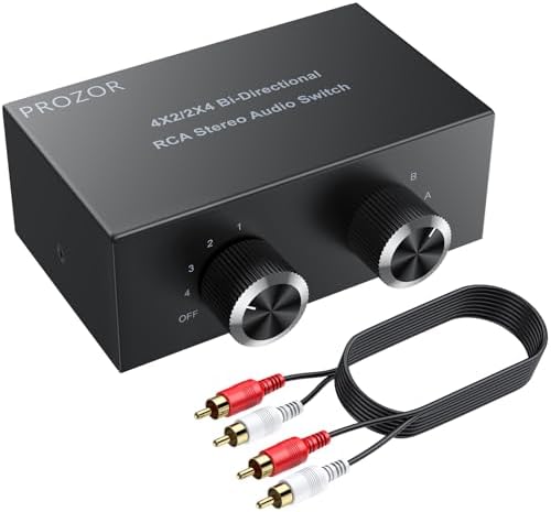 PROZOR RCA Stereo Audio Switcher - 2 in 1 Out R/L Stereo Audio Switch