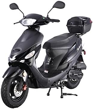 Upgraded 50cc Scooter for youth and adult Moped scooter withmatching trunk (BLACK)