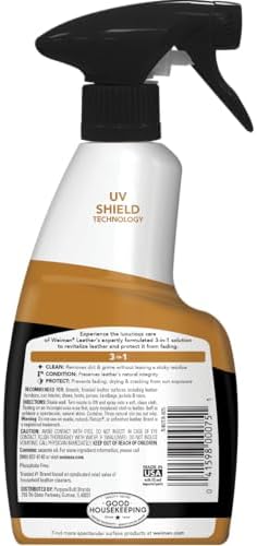 Weiman Leather Cleaner, Polish and Conditioner for Furniture, Car, Purses, Shoes, Boots and Couches- Micro Fiber Towel Included, 22oz