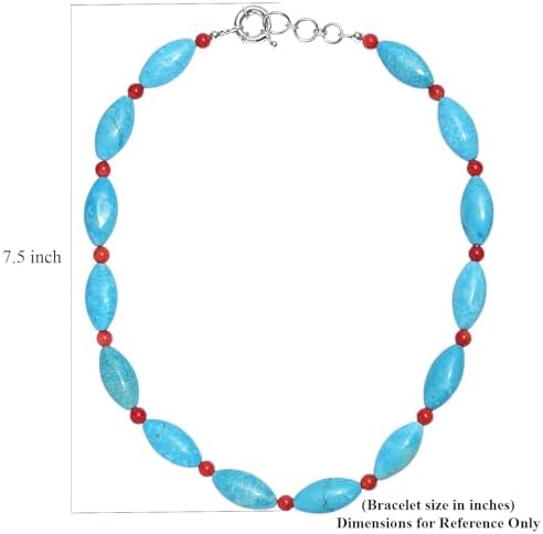 Dyed Blue Magnesite Coral 375 ctw Beaded Necklace in Platinum Over 18"